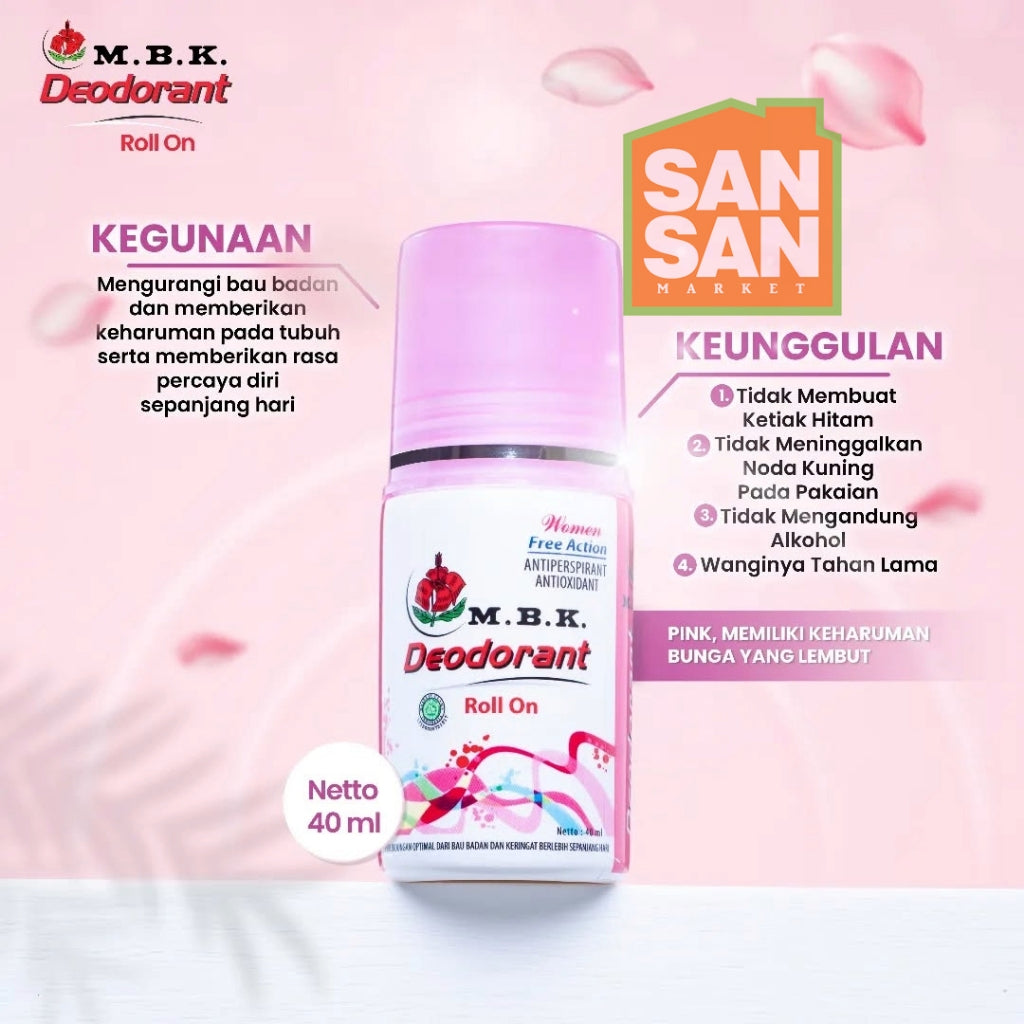 MBK Deodorant Roll On 40 ml - penghilang bau badan ketiak