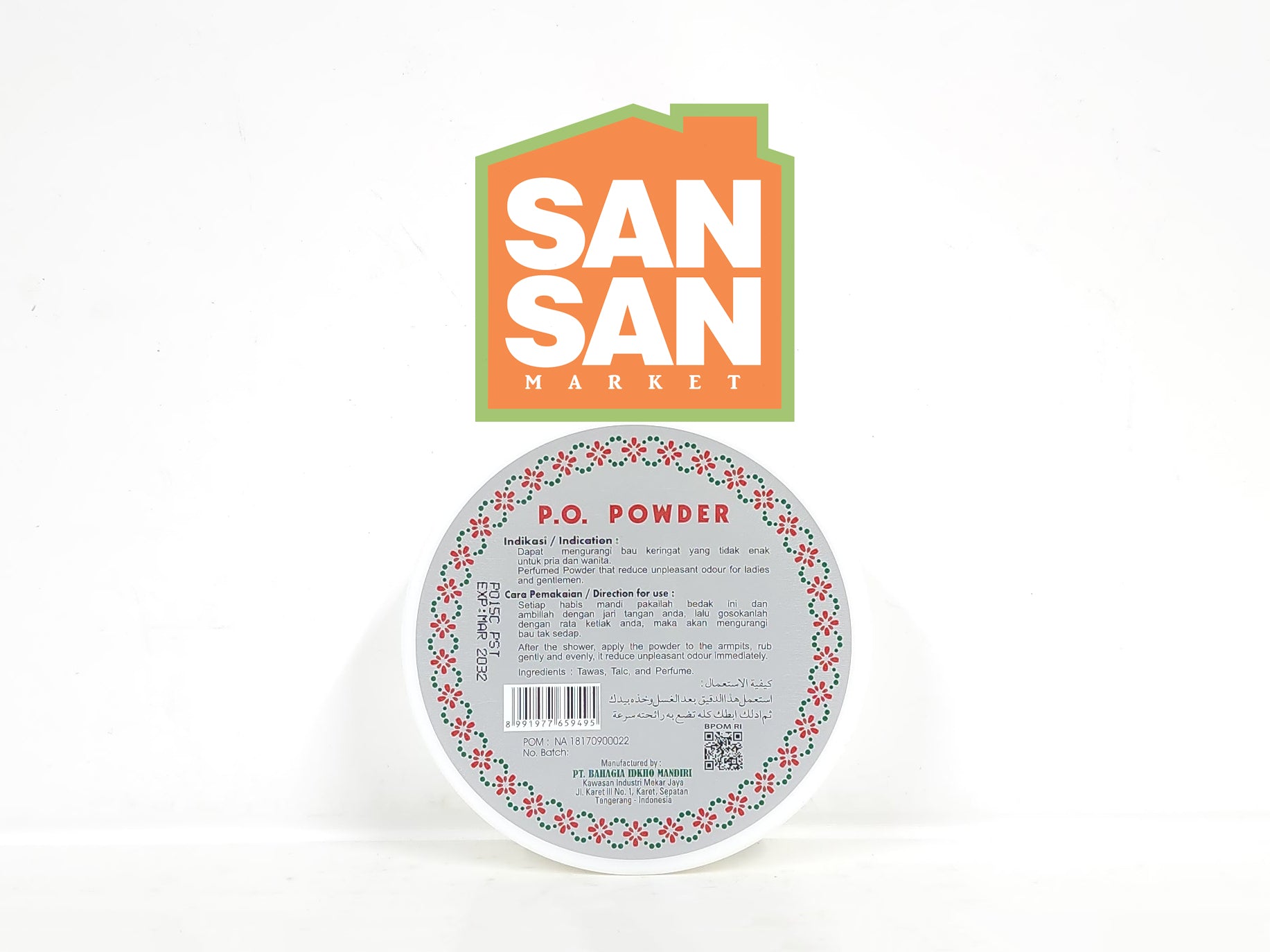 Bedak MBK Tin Tempat Bulat - penghilang bau badan ketiak