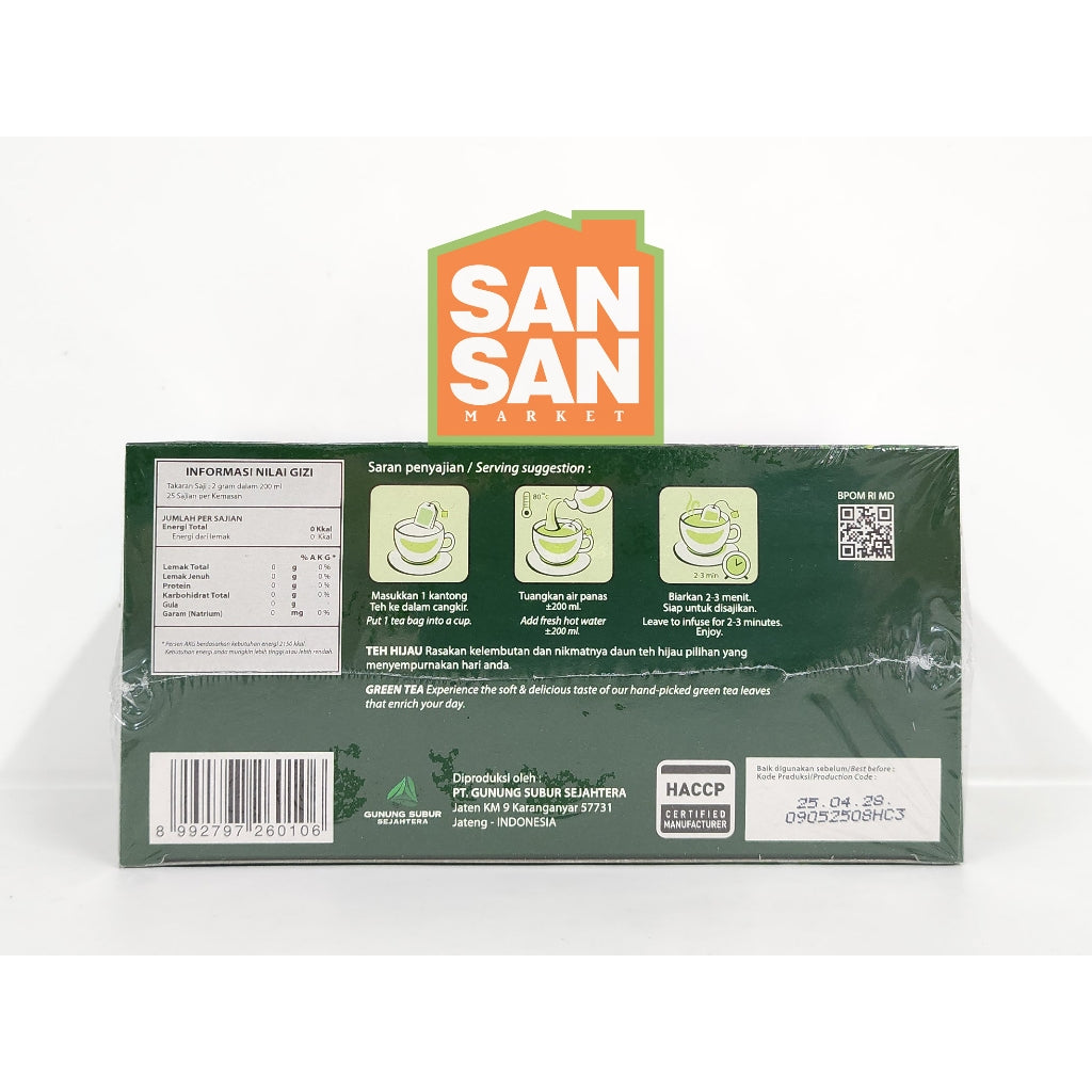 Cap Kepala Djenggot Jenggot Teh Hijau Green Tea Premium isi 25 Teh Diet