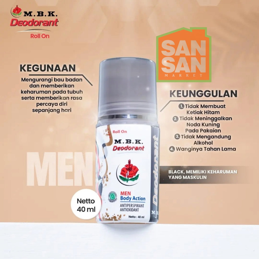 MBK Deodorant Roll On 40 ml - penghilang bau badan ketiak