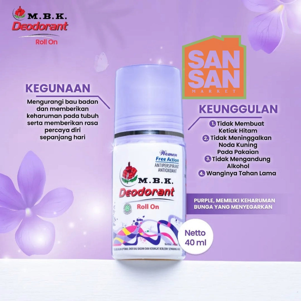 MBK Deodorant Roll On 40 ml - penghilang bau badan ketiak