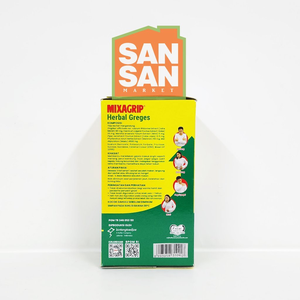 Mixagrip Herbal Greges Box isi 6 sachet - meredakan masuk angin