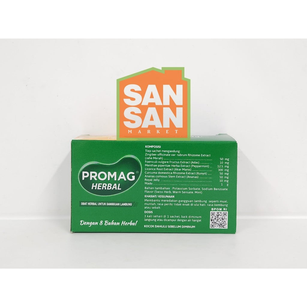 Promag Herbal Cair Box isi 6 sachet - obat herbal maag lambung