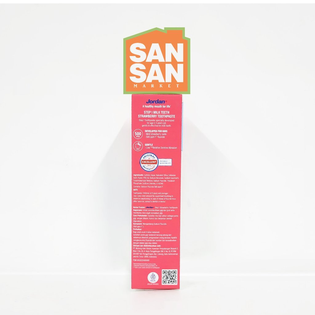 Jordan Oral Care Kids Toothpaste Step 1 Strawberry 75 gr - Odol Pasta Gigi Anak