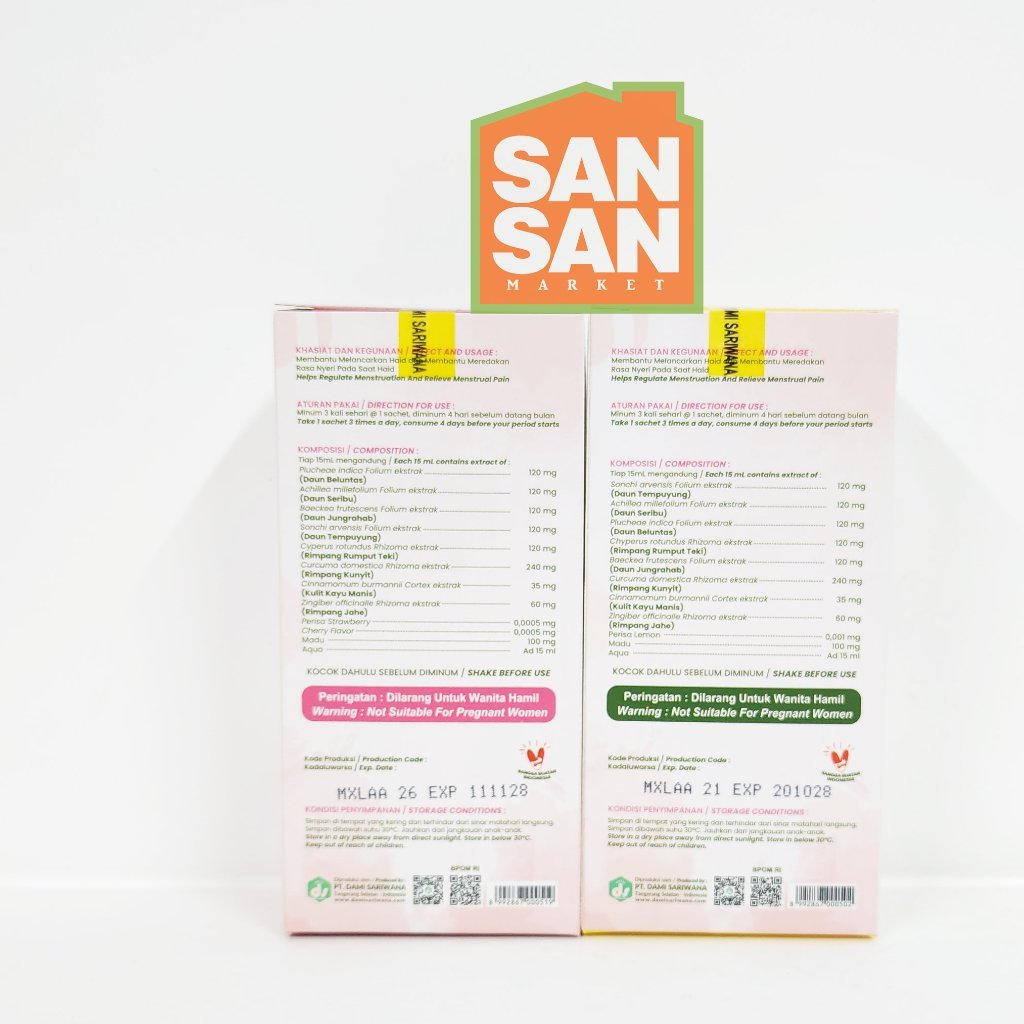 Menses Plus Sirup Cair Box isi 10 sachet - Pelancar Siklus Haid Pereda Nyeri Dami Sariwana