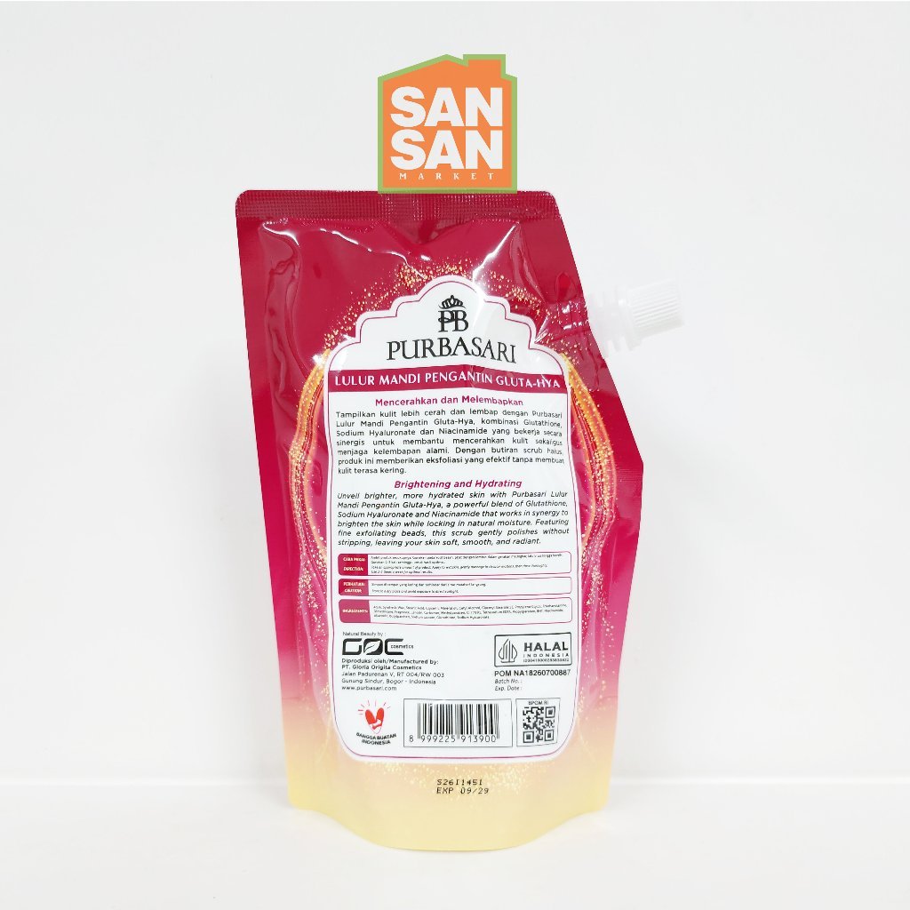 PURBASARI Lulur Mandi Pengantin Glutathione 500 gr - lulur mandi tradisional menenangkan