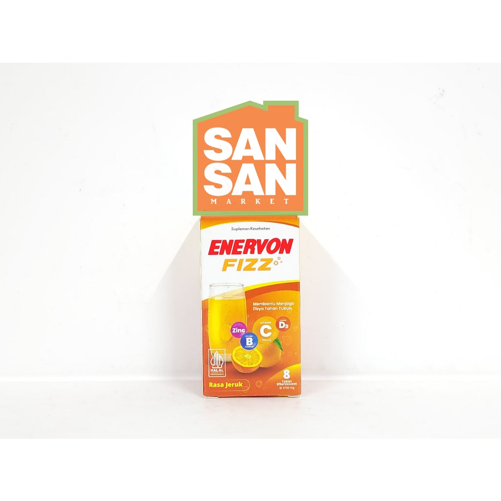 Enervon Fizz Effervescent Tube Rasa Jeruk isi 8 Tablet - multivitamin daya daya tubuh vitamin C, B Complex, D3, Zinc
