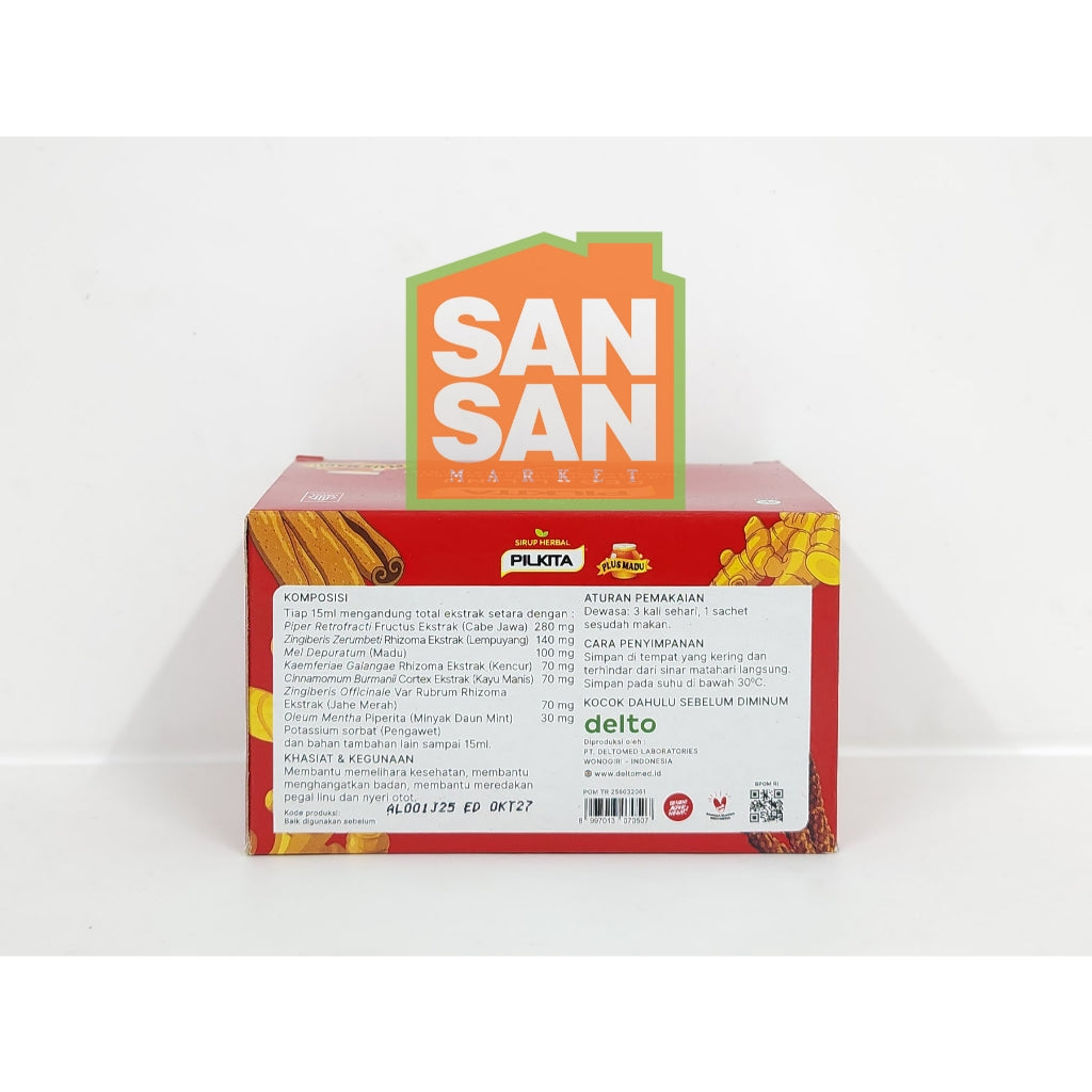 Pilkita Sirup Herbal Pegal Linu Nyeri Otot Box isi 12 Sachet