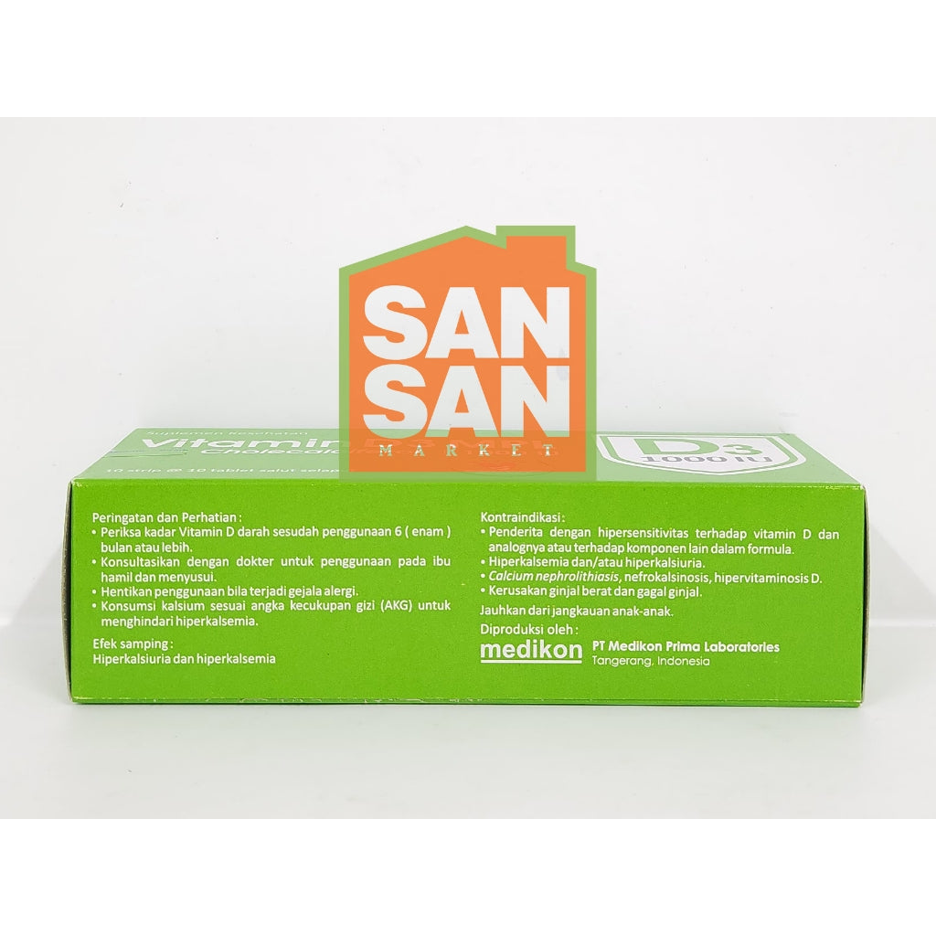 Medikon Vitamin D3 MPL 1000 IU Box isi 100 tablet