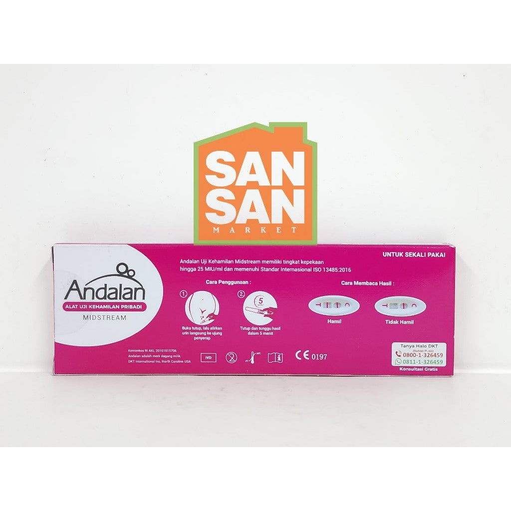 Andalan Compact Midstream Pregnancy Test Pack 1 pcs - alat tes kehamilan praktis tanpa wadah urin