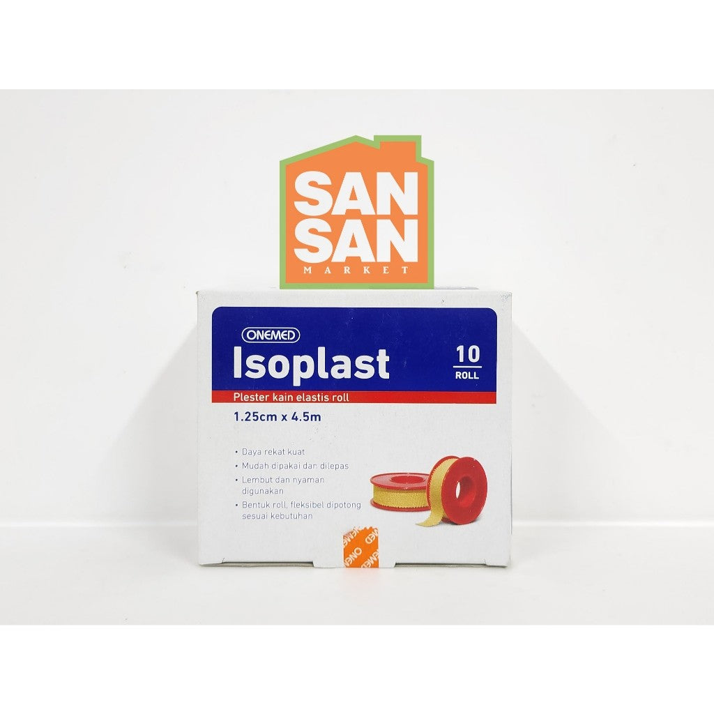 ONEMED Isoplast Plester Kain Roll 1,25cm x 4,5m Box isi 10 - plester luka kain elastis roll