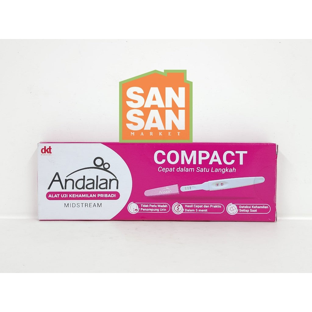 Andalan Compact Midstream Pregnancy Test Pack 1 pcs - alat tes kehamilan praktis tanpa wadah urin
