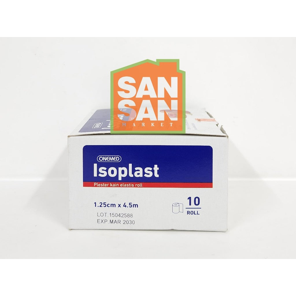 ONEMED Isoplast Plester Kain Roll 1,25cm x 4,5m Box isi 10 - plester luka kain elastis roll
